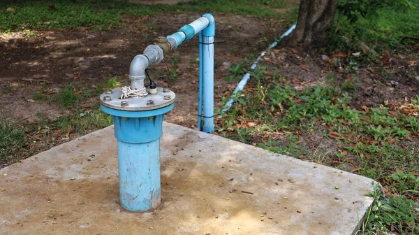 Pozos Sumergibles Agua Subterránea Con Tuberías Pvc Sistemas Bombeo Agua — Foto de Stock