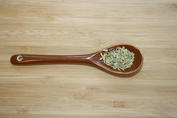 Spice Rosemary Ceramic Spoon Space Your Text — Stock Photo, Image