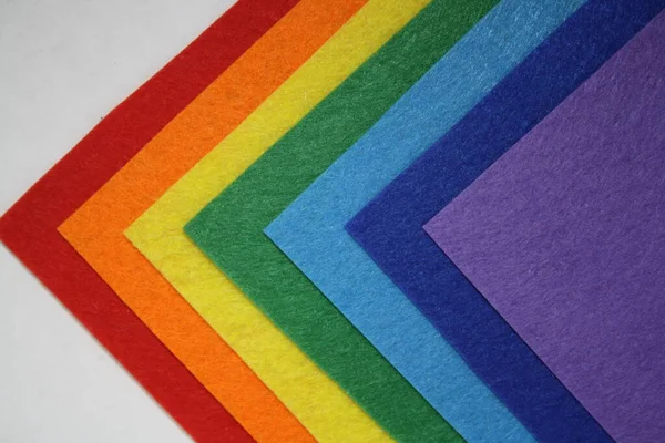 繊維素材を感じます 手作りと創造のためのクラフト抽象的な手工芸品の背景を感じます 虹は感じた — ストック写真