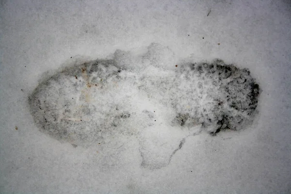 Ślady Butów Błotnistym Śniegu Miejsce Tekst — Zdjęcie stockowe