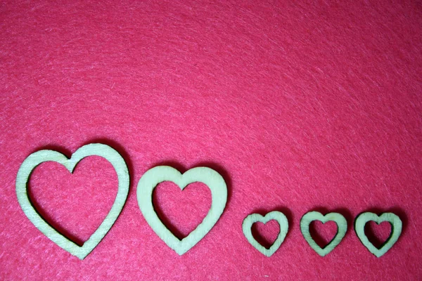 Fondo San Valentín Con Corazón Madera Fondo Rosa —  Fotos de Stock