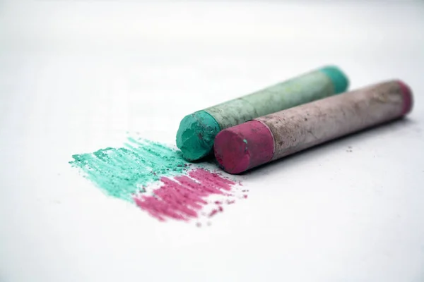 Pastel Crayons Drawing Space Text — Stock Photo, Image