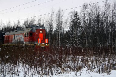 Teknik tren orman kuşağından geçiyor. Metin için boşluk.