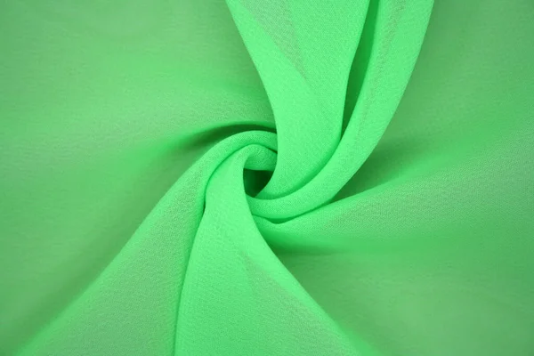 Pozadí Vyrobeno Syntetické Tkaniny Ležící Vlnách Zelená Barva — Stock fotografie