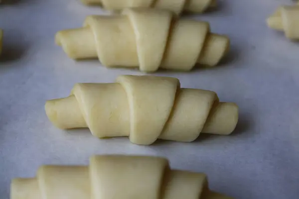 Rotoli Pasta Una Padella Pronti Cuocere — Foto Stock