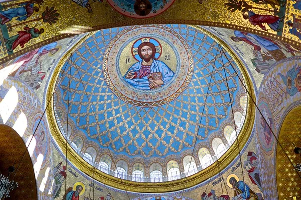 Die Kuppel Mit Einem Gemälde Der Nikolaikathedrale Kronstadt Sankt Petersburg — Stockfoto