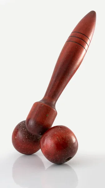 Drewniany Ręczny Masażer Rolkowy Okrągłymi Kołami Ręczny Masażer Cieląt Masażer — Zdjęcie stockowe