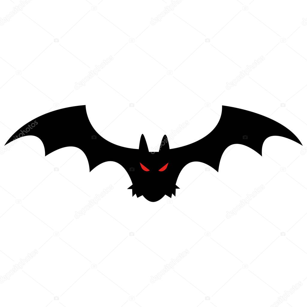 bat contour black color with red eyes