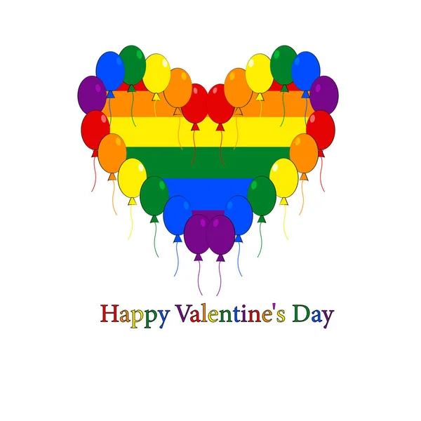 Cartão Dia Dos Namorados Com Balões Lgbt — Vetor de Stock