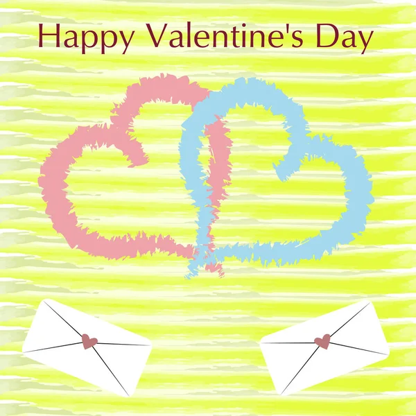 Cartão Saudação Dia Dos Namorados Com Letras Manuscritas Pinceladas Decorativas —  Vetores de Stock