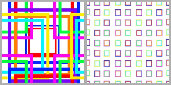 Ensemble Motifs Géométriques Sans Couture Carrés Abstraits Dans Des Couleurs — Image vectorielle