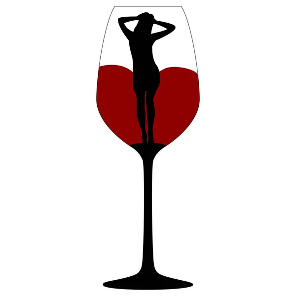 Περιορίστε Γυναίκα Ένα Ποτήρι Κόκκινο Κρασί Την Έννοια Του Οινόφιλου — Διανυσματικό Αρχείο