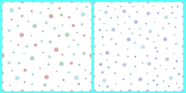 Векторный Бесшовный Шаблон Разноцветные Снежинки Изолированном Белом Фоне Симпатичный Узор — стоковый вектор