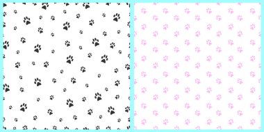 Kedi ayakizli, kusursuz desenler. Arkaplan, kapak, tekstil baskısı, ambalaj kağıdı, giysi için dijital sanat. Beyaz izole arkaplan. 