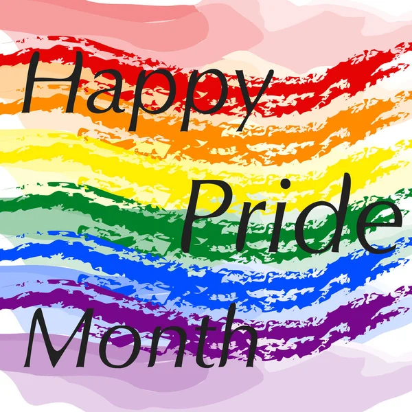 Pride Månad Logotyp Med Regnbåge Flagga Symbol För Stolthet För — Stock vektor