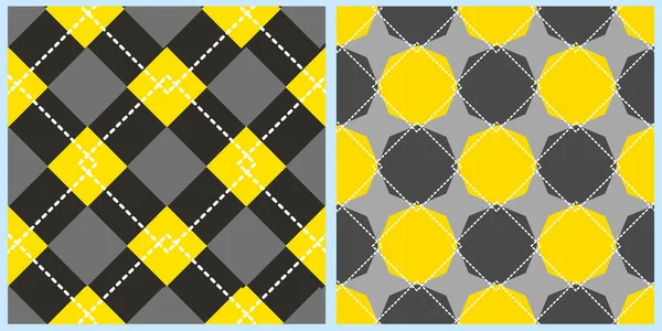 Conjunto Padrões Vetor Sem Costura Abstrato Padrão Geométrico Amarelo Cinza — Vetor de Stock