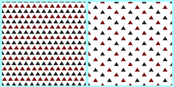 Zestaw Wektorowych Wzorców Geometrycznych Czerwone Czarne Trójkąty Białym Izolowanym Tle — Wektor stockowy