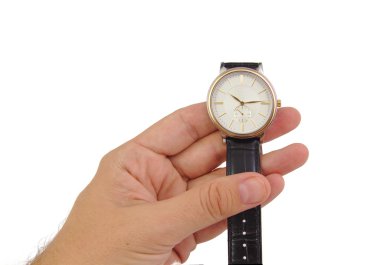 Adam el ile izlemek izole üzerinde beyaz arka plan