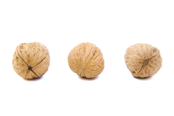 Крупный план трех орехов — стоковое фото