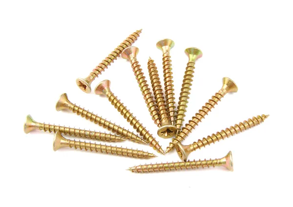 Bunch of golden screws — Stock Photo, Image