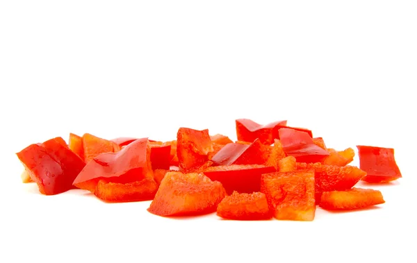 Chopped red pepper on white background. — Stock Photo, Image