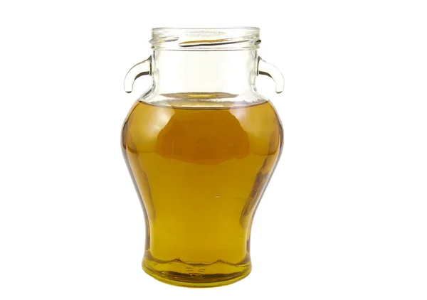 Frasco de aceite de oliva aislado sobre fondo blanco. — Foto de Stock