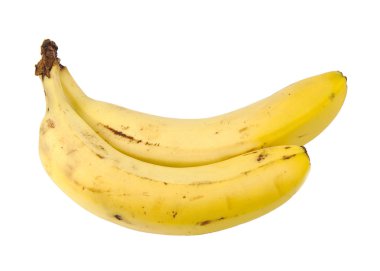 İki muz beyaz arka plan üzerinde izole frontal görünümü.