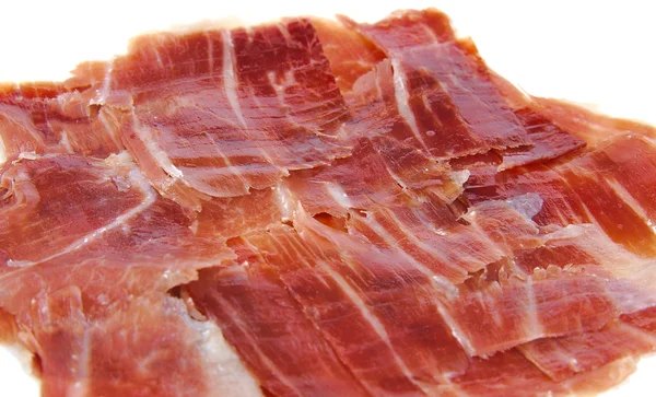 Closeup of spanish jabugo ham slices. Serrano ham — Stock Photo, Image