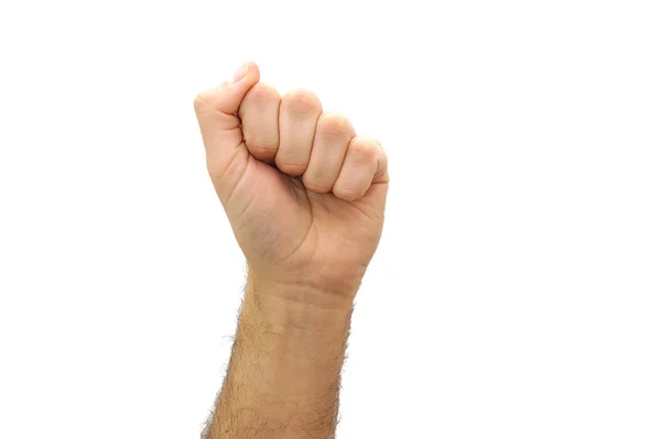 Homem mão punho gesto isolado no fundo branco. Conceito de comunismo — Fotografia de Stock
