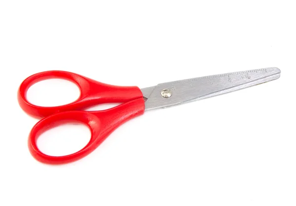 Closed red scissors for kids on a white background — Stock Photo, Image