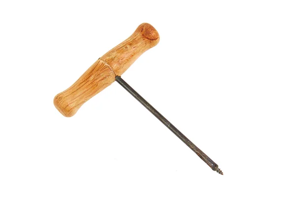 Αντίκες ξυλουργός ξύλινο χέρι εργαλείο απομονωθεί σε λευκό φόντο — Φωτογραφία Αρχείου