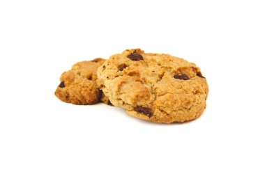 Beyaz arkaplanda izole edilmiş çikolatalı kurabiye