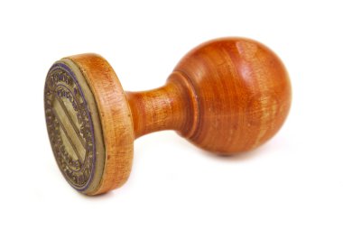 Beyaz bir arka plan üzerinde eski ve klasik ahşap stamper