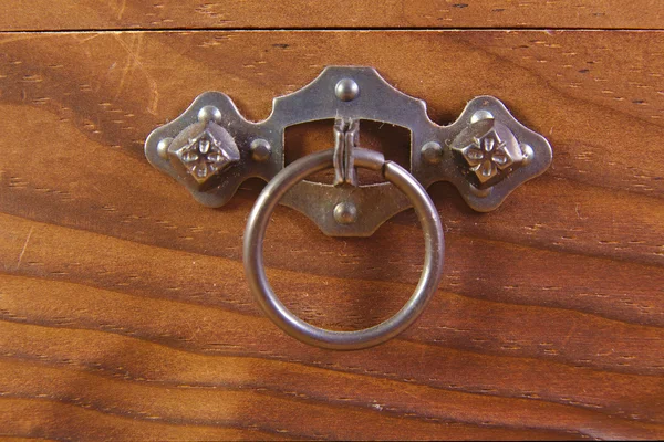 Detail of the lock on old vintage trunk — Stock Photo, Image