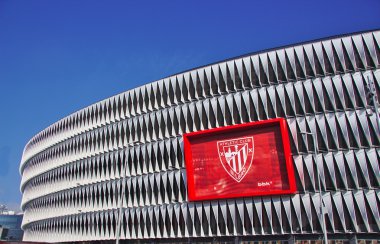 Bilbao, İspanya, 28 Mayıs 2015: Görünümünü San Mames Futbol Stadyumu üzerinde 28 Mayıs 2015 Bilbao, Bask Ülkesi, İspanya