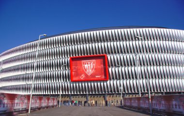 Bilbao, İspanya, 28 Mayıs 2015: San Mames Futbol Stadyumu de Bilbao, Bask ülke İspanya genel bakış