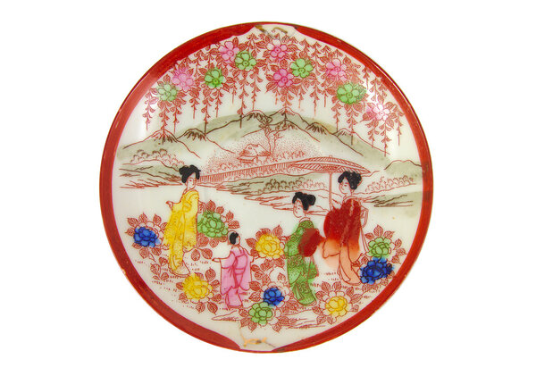 Single antique chinese. Asiatic design isolated on a white background