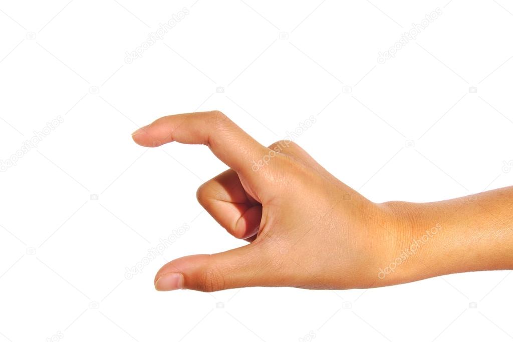 Hand pose like picking something isolated on white background