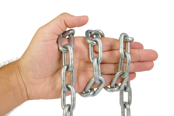 Hands in chain isolated on white background Royalty Free Stock Photos