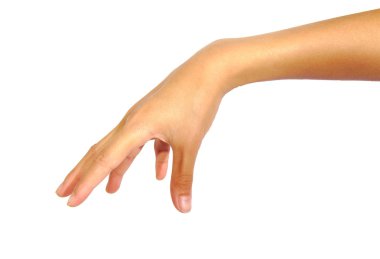 Beyaz arka plan üzerinde izole bir şey gibi el poz