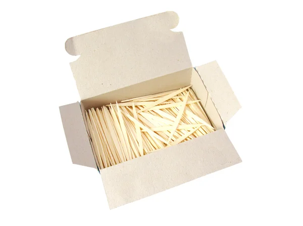 Packaging of new toothpicks isolated on a white background. — Stock Photo, Image