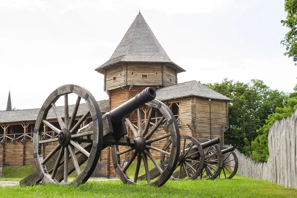 Kosakenfestung aus Baumstämmen. Stockbild