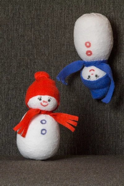 Pair Snowman. Soft toy. — Stock Photo, Image