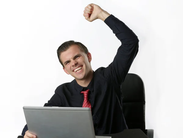 Successful businessman celebrating — Stock Photo, Image