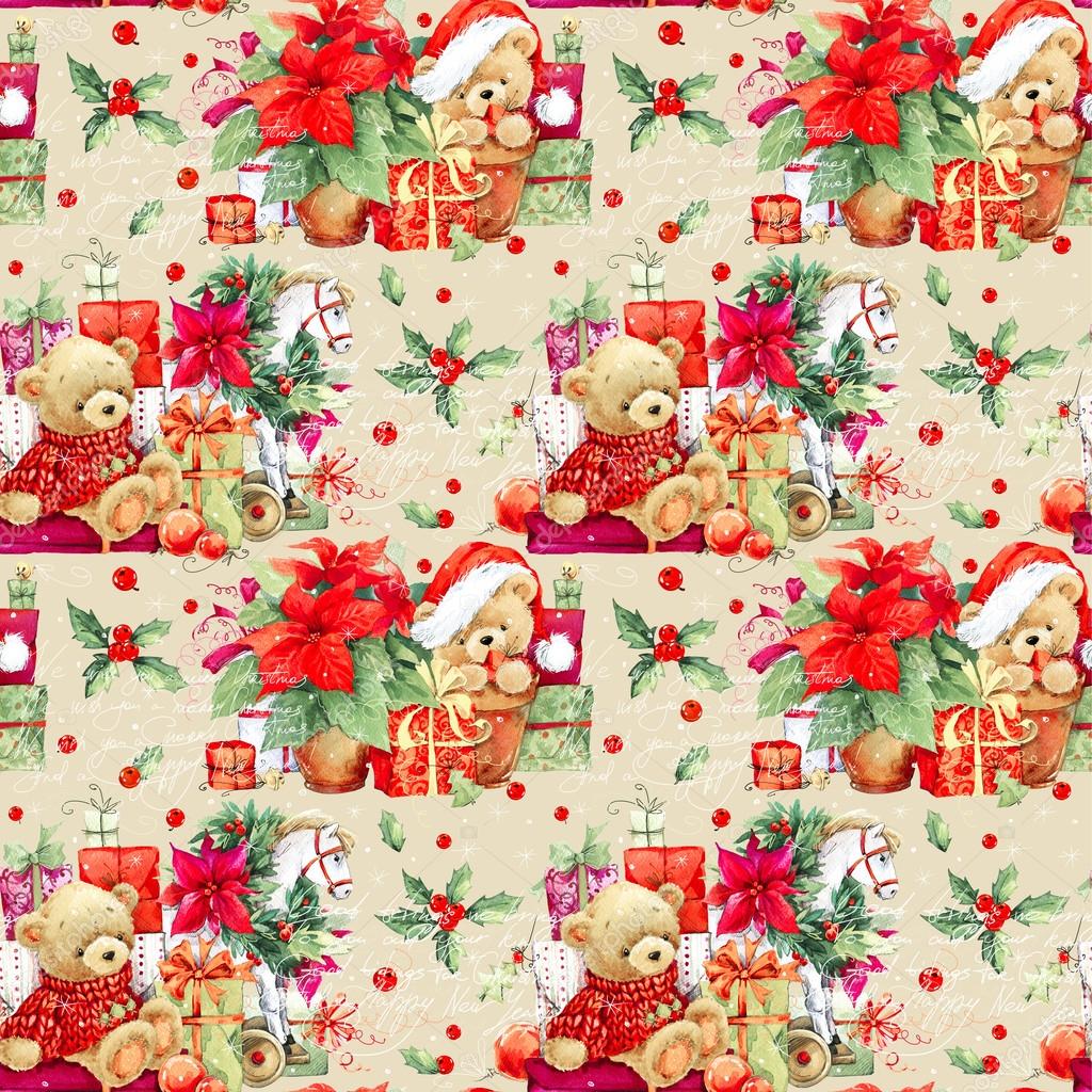 Christmas seamless pattern. Christmas wrapping paper background. New ...