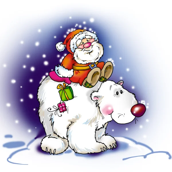 Yeni yıl. Noel Baba tebrik ve kutluyor. Dekoratif b