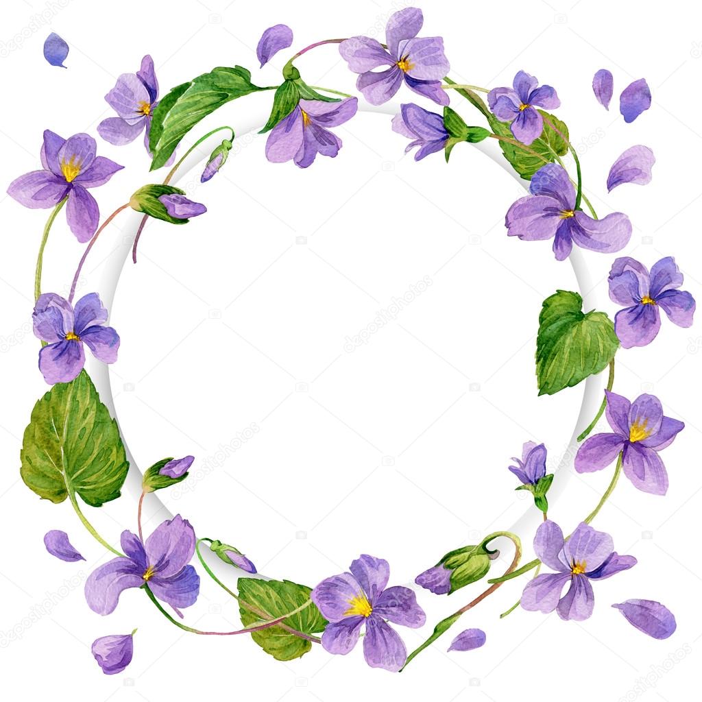 Fondo flores de primavera. Bosque violeta y hierba verde joven .  Ilustración de archivo de ©dobrynina_art #67300501, image size:1024x1024