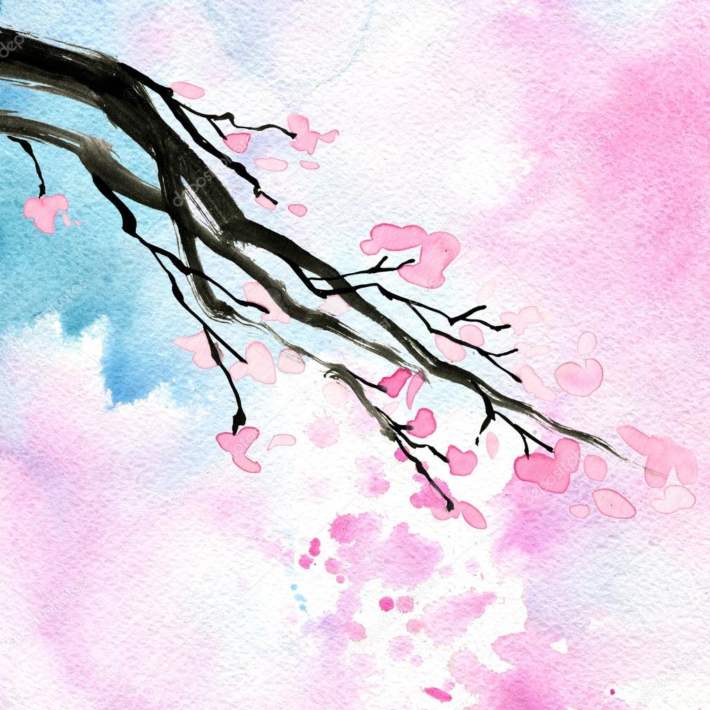 Cherry blossom branch.