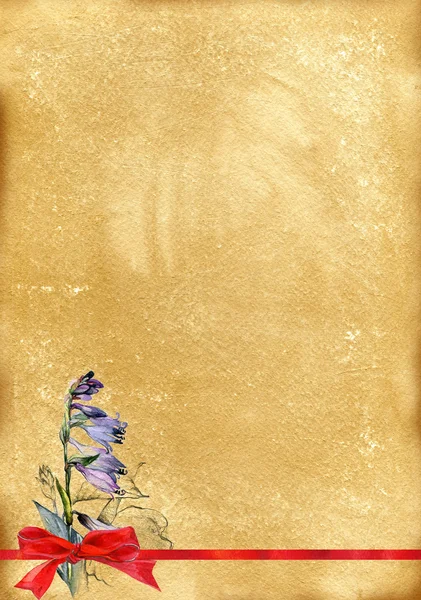 Vinobraní papír a květiny. Akvarel textura — Stock fotografie