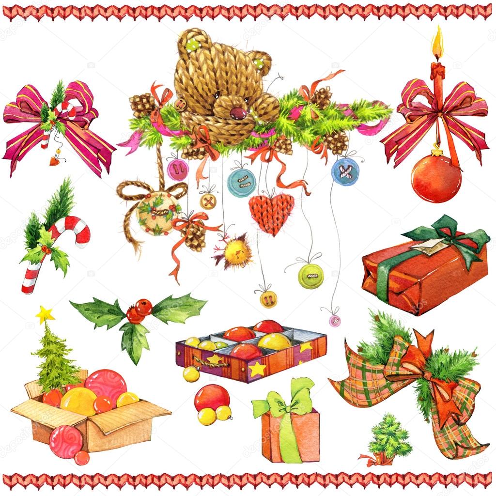 New year and Christmas decoration elements for design.
